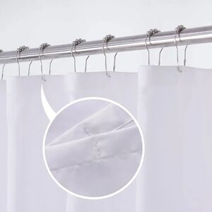 N&Y HOME Fabric Shower Curtain Liner Solid White with Magnets, Hotel Quality
